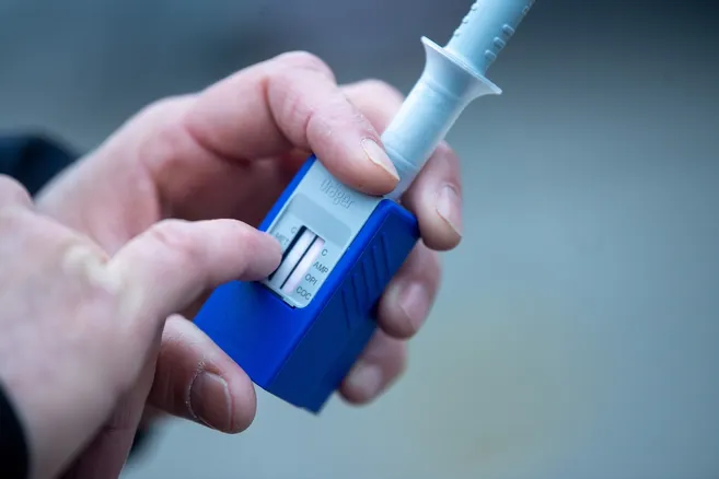 Police drug screening near a doctor’s office in Clermont-Ferrand.