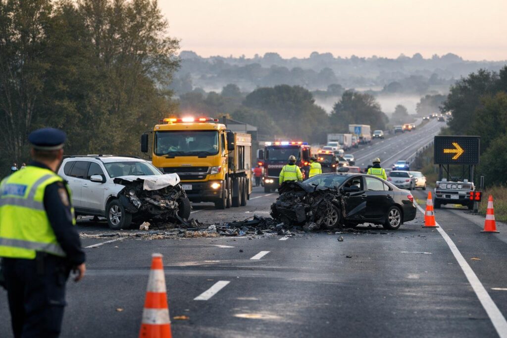 State Highway 1 closed near Hamilton after early-morning crash with drivers facing a long detour via Cambridge